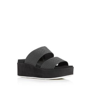 J SLIDES Womens Black Scale 2" Platform Double Quincy Wedge Slide Sandals 10 M